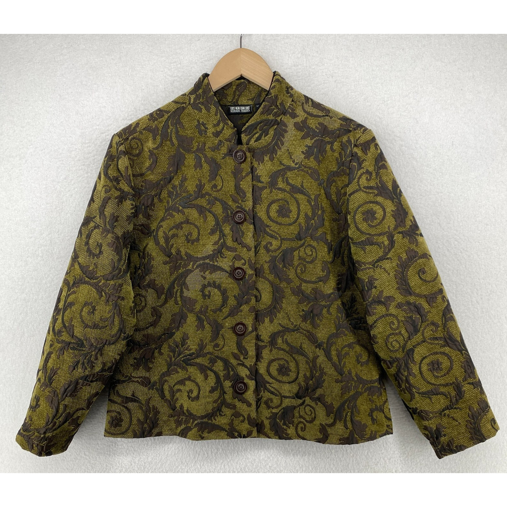 NOMADIC TRADERS NTCO Blazer Womens S Baroque Jacket Mandarin Button Up Green
